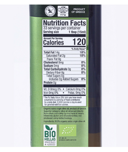 Iliada Organic EVOO 500ml Glass Bottle