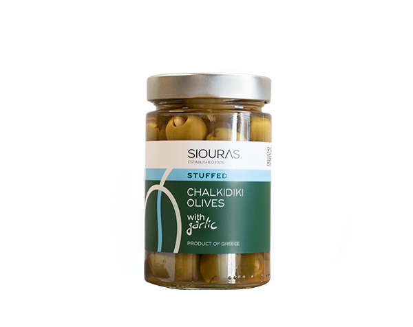 Siouras Green Olives Stuffed with Garlic